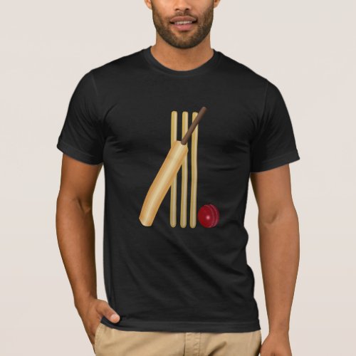 Cricket _ Wicket Bat and Ball T_Shirt