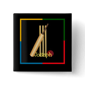 Cricket, wicket, bat and ball, Template Button