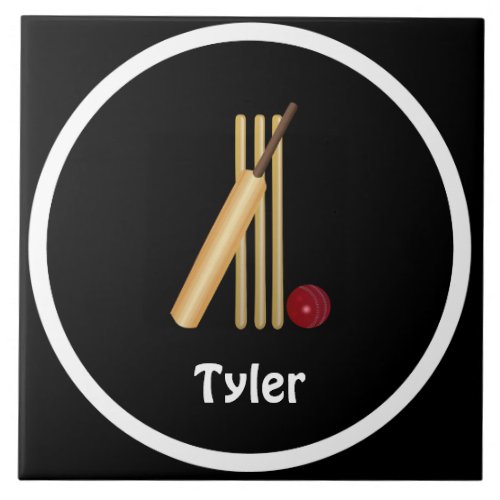 Cricket _ Wicket bat and ball _ template Ceramic Tile