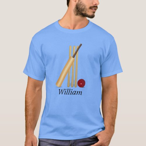 Cricket Wicket Bat and Ball template T_Shirt