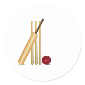 Cricket Wicket Classic Round Sticker