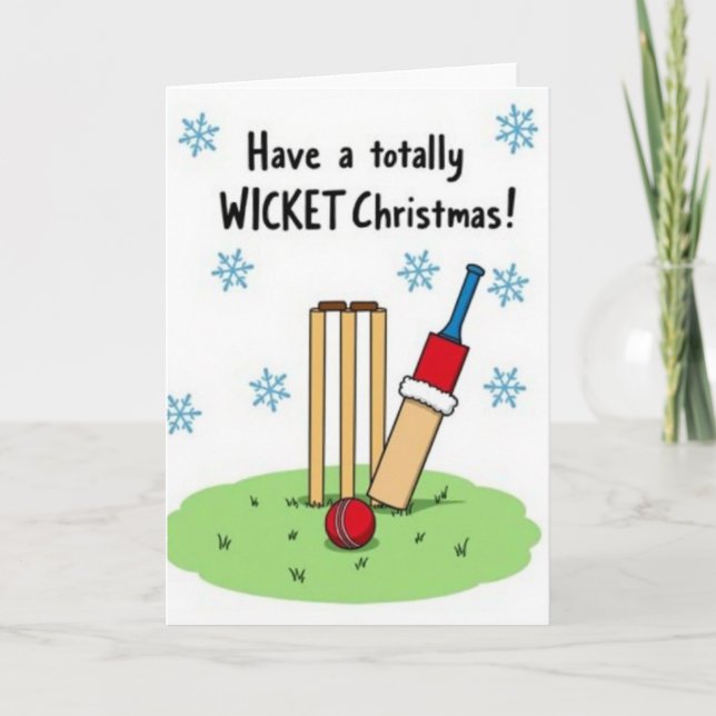 Cricket Wicket Xmas Card (Front)