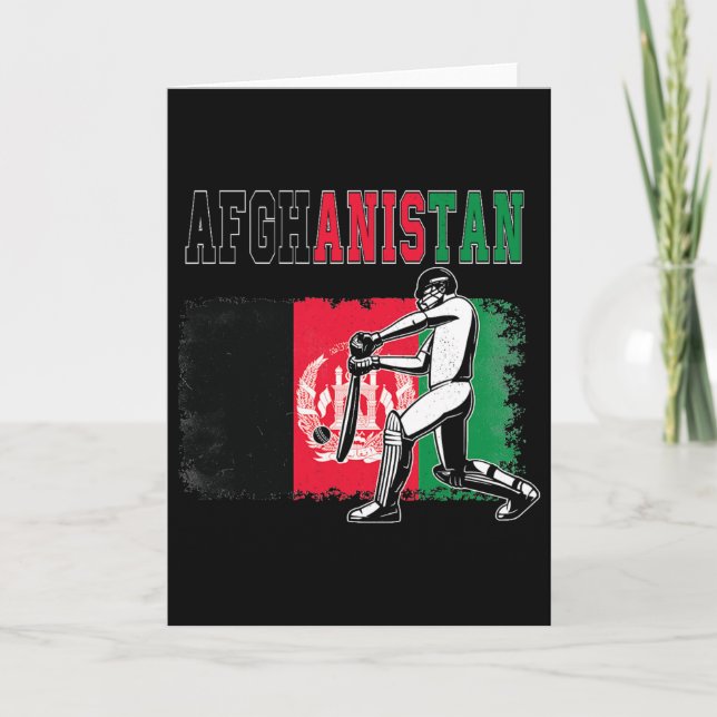 Cricket With Afghanistan Flag Team Cricketer Fan  Card (Front)