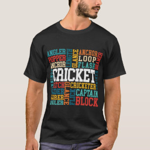 Cricket Word Cloud Cricketer Bat And Ball Player C T-Shirt