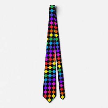 Cricketdiane Colorful Rainbow Checkerboard Summer Tie by CricketDiane at Zazzle
