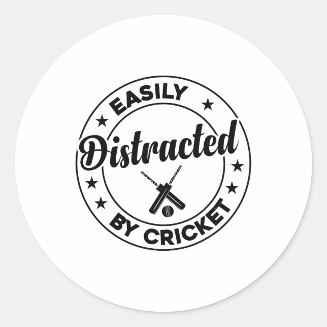Cricketing Cricket Player - Easily Distracted By C Classic Round Sticker (Front)