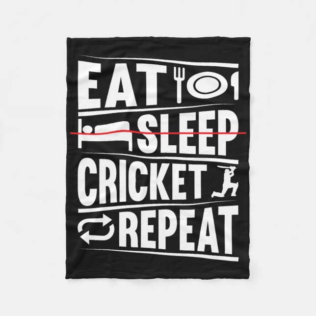 Cricketing Funny Cricket Player - Eat Sleep Cricke Fleece Blanket (Front)