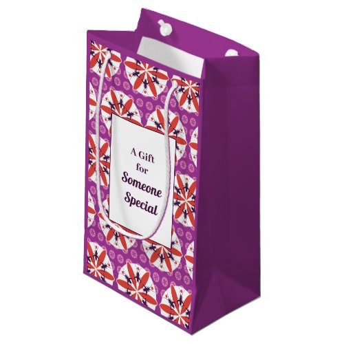 Crickets and Flowers Purple Red Small Gift Bag