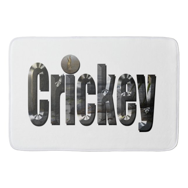 Crickey: Aussie Slang Word Made With Crocodiles, Bath Mat (Front)