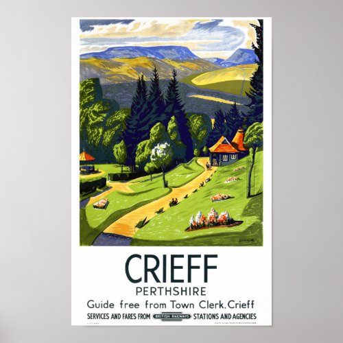 Crieff England Vintage Racing Poster Restored