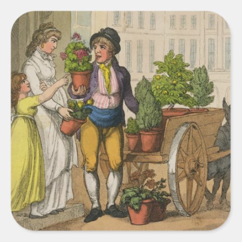 Cries of London The Garden Pot Seller 1799 colo Square Sticker