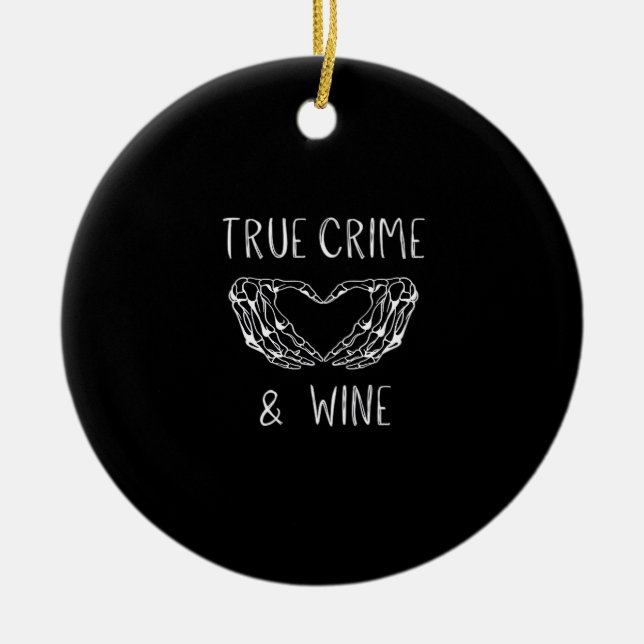 Crime And Wine Skeleton Hands Modern Aesthetic Ceramic Ornament (Front)