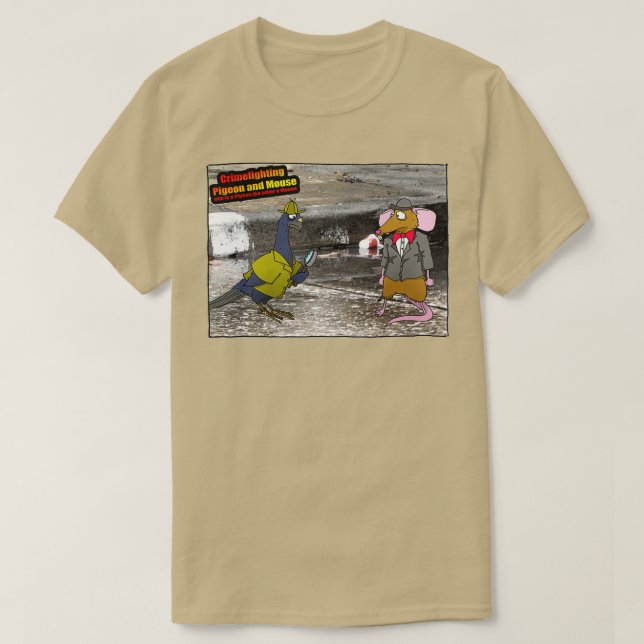 Crime Fighting Pigeon and Mouse T-Shirt (Design Front)