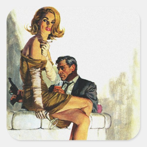 Crime Partners Vintage Pulp Magazine Cover Art Square Sticker