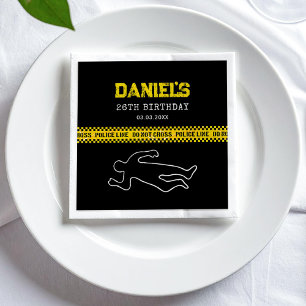 Crime Scene Birthday Party with Yellow Police Tape Napkins