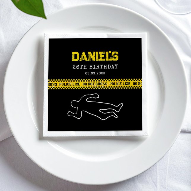 Crime Scene Birthday Party with Yellow Police Tape Napkins (Creator Uploaded)