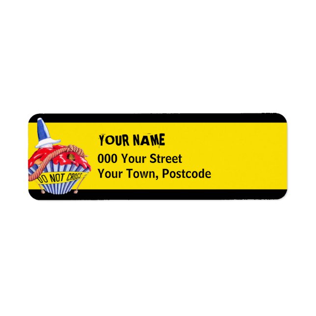 Crime Scene Cupcake yellow Return Address Label (Front)