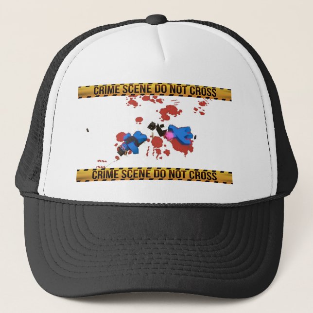 Crime Scene Do Not Cross Unturned Merchandize Trucker Hat (Front)