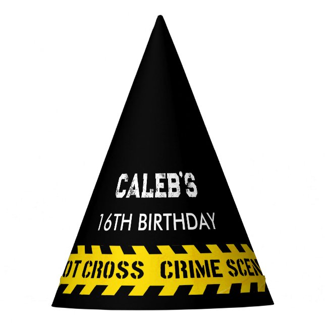 Crime Scene Do not cross with police yellow tapes Party Hat (Front)