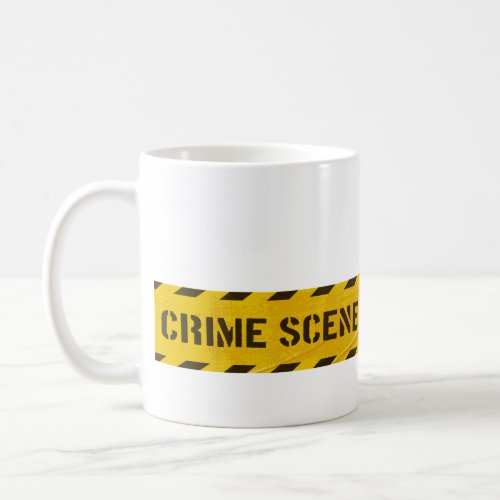 Crime scene do not cross yellow stripes coffee mug