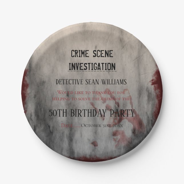 Crime Scene Investigation 50th Birthday Paper Plates (Front)