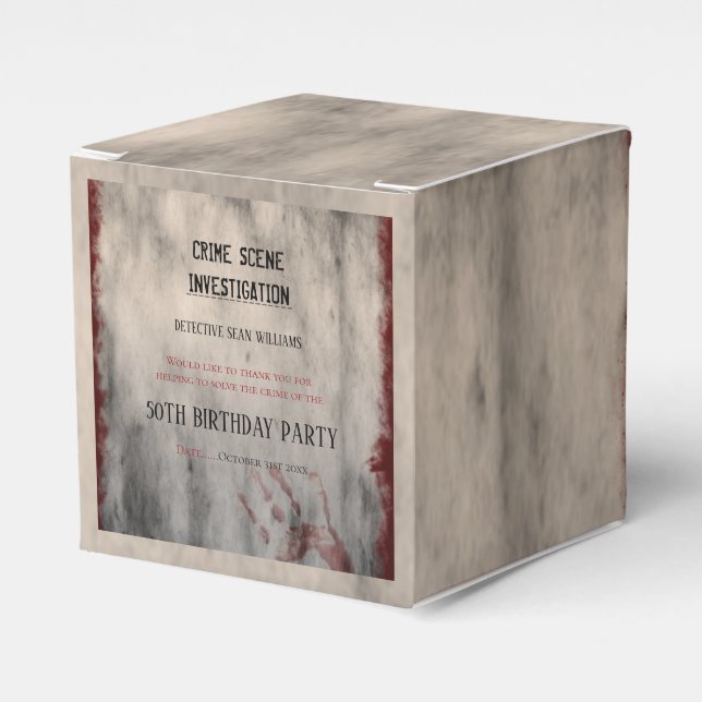 Crime Scene Investigation 50TH bIRTHDAY pARTY Favor Boxes (Front Side)