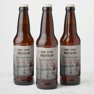 Crime Scene Investigation Birthday Thank You Beer Bottle Label