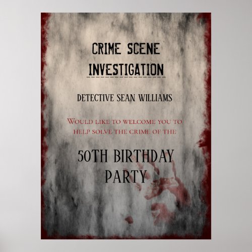 Crime Scene Investigation Birthday Welcome Poster