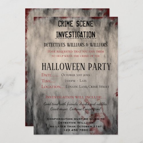 Crime Scene Investigation Halloween Party Invitation