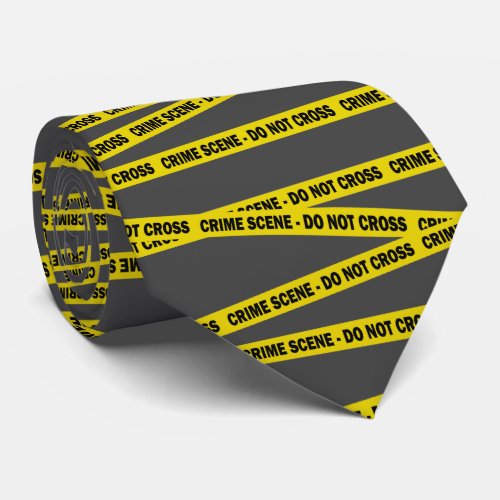 Crime Scene Investigator Tape on Grey Neck Tie