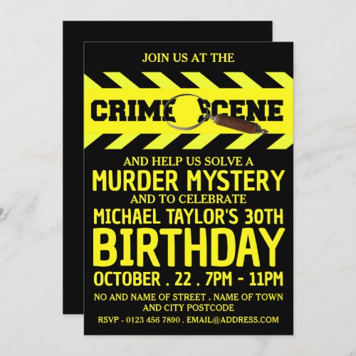 Crime Scene Murder Mystery Birthday Party Invitation