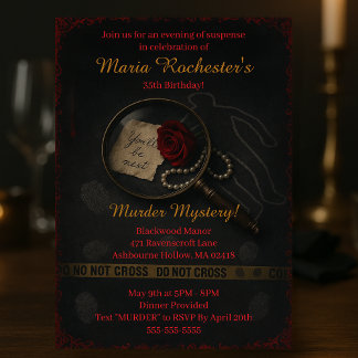 Crime Scene Murder Mystery Party Invitation