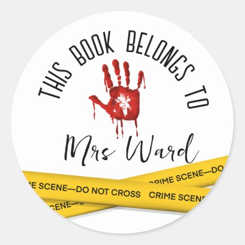 Crime Scene Tape Bloody hand library Stickers