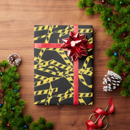 Crime Scene Tape Patter Wrapping Paper