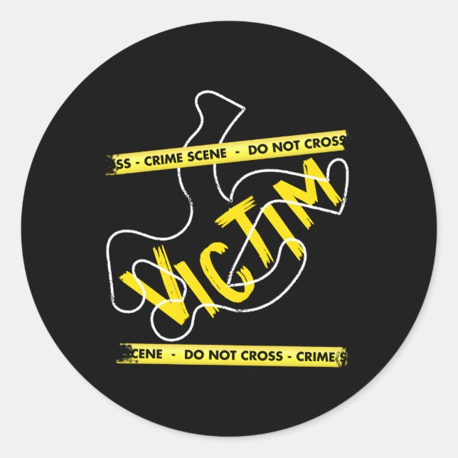 Crime Scene Victim Mystery Dinner Chalk Outline Classic Round Sticker (Front)