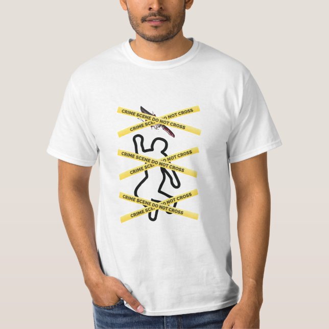 Crime Scene Victime Inspired Murder Mystery Victim T-Shirt (Front)