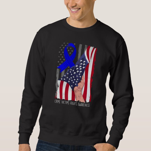 Crime Victims Rights Awareness American Flag Blue  Sweatshirt (Front)