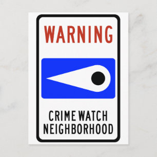 Crime Watch Neighborhood Highway Sign Postcard