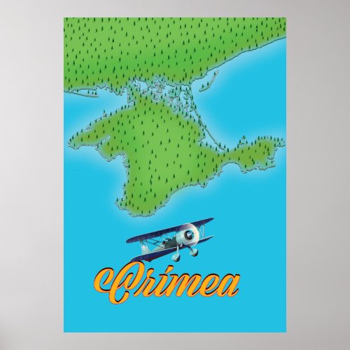 Crimea vintage style travel poster map