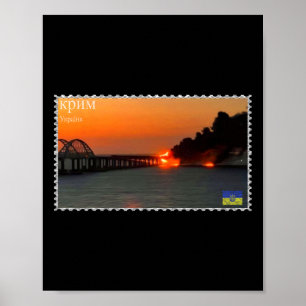 Crimea's Kerch Bridge Stamp Crimea Bridge Peninsul Poster
