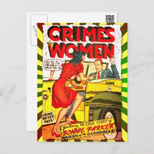 Crimes by Women 1 Golden Age Comic Book Cover Postcard