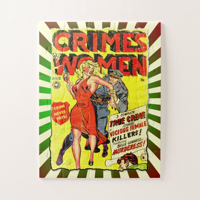 Crimes by Women #2 Golden Age Comic Book Cover Jigsaw Puzzle (Vertical)