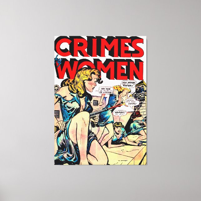 Crimes By Women Jailbreak Vintage Comics Canvas Print (Front)