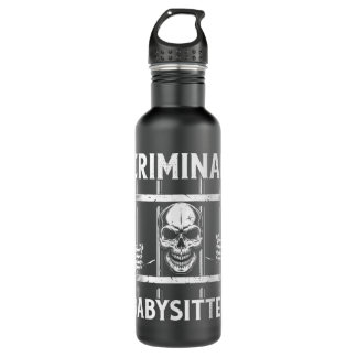 Criminal Babysitters Jail Guard Prisoner Handcuffs Stainless Steel Water Bottle