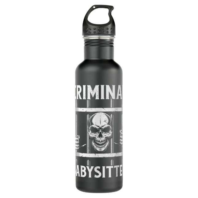 Criminal Babysitters Jail Guard Prisoner Handcuffs Stainless Steel Water Bottle (Front)