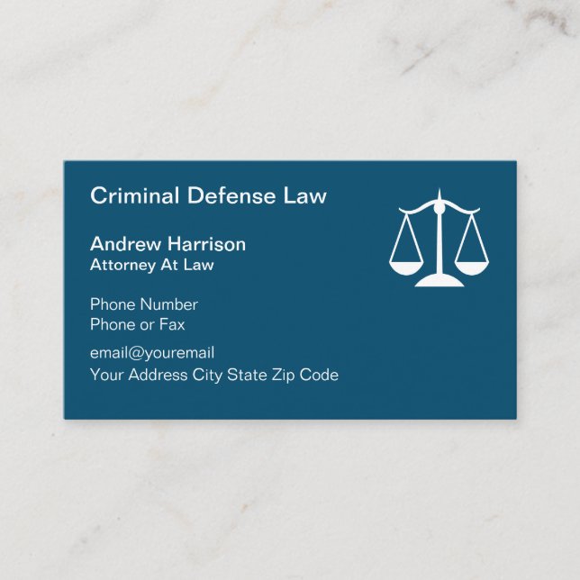 Criminal Defense Attorney Business Card (Front)