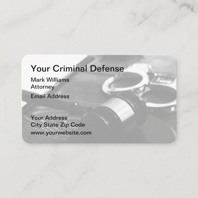 Criminal Defense Attorney Modern Business  Business Card (Front)