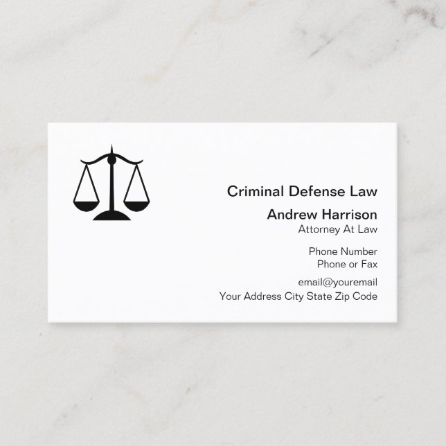 Criminal Defense Lawyer Business Card (Front)