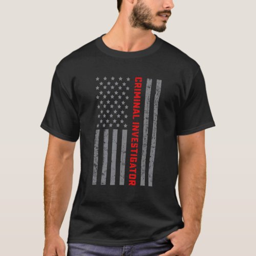 Criminal Investigator Vintage US Flag For Men Dad T_Shirt