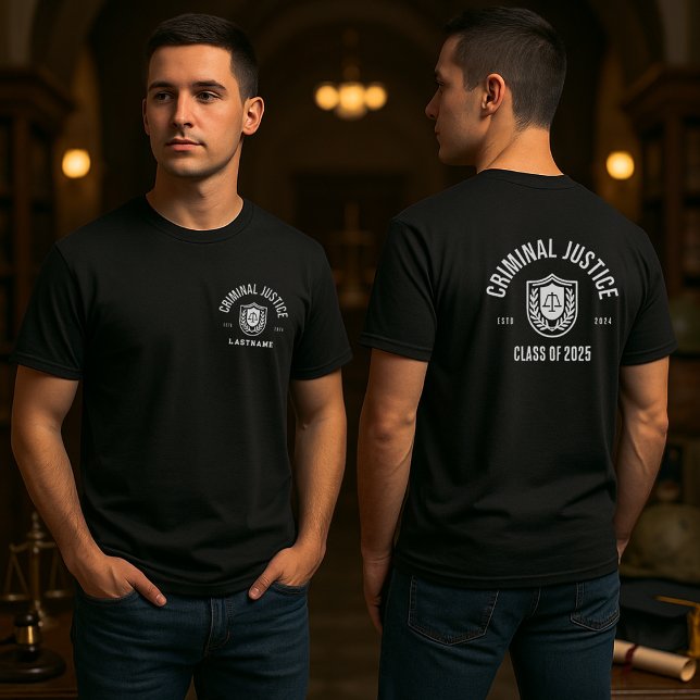 Criminal Justice Graduation Personalized T-Shirt (Black Personalized Criminal Justice Graduation T-Shirt)